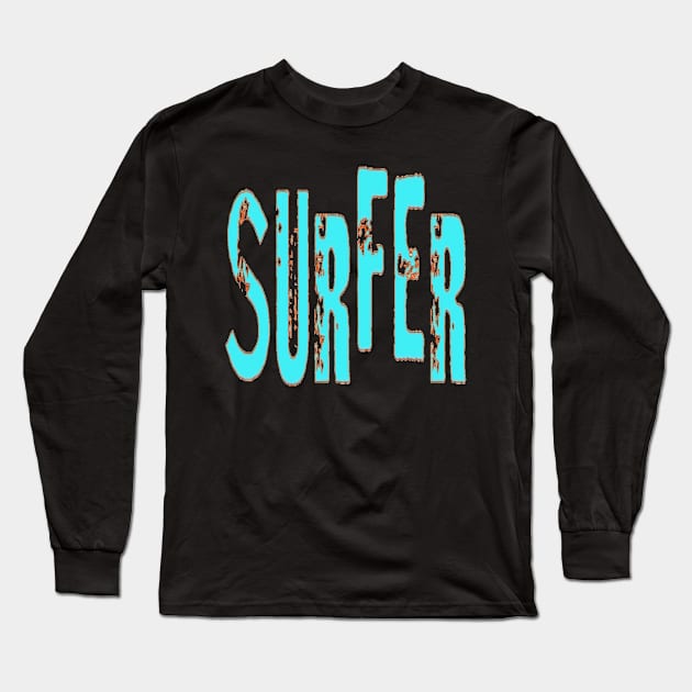 Surfer, Hello Summer Vintage Funny Surfer Riding Surf Surfing Lover Gifts Long Sleeve T-Shirt by Customo